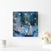 Zeemeermin met turkooishaar vierkante klok (Huis)