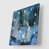 Zeemeermin met turkooishaar vierkante klok (Hoek)