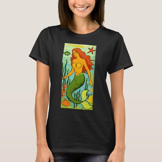 Zeemeermin met Vis T-shirt (Voorkant)