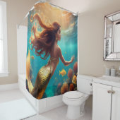 Zeemeermin met vloeiend haar douchegordijn (In situ)