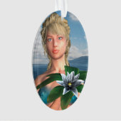 Zeemeermin met Waterlelie Bloem Ornament (voorkant)