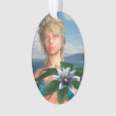 Zeemeermin met Waterlelie Bloem Ornament (voorkant)