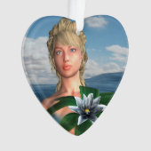 Zeemeermin met Waterlelie Bloem Ornament (voorkant)