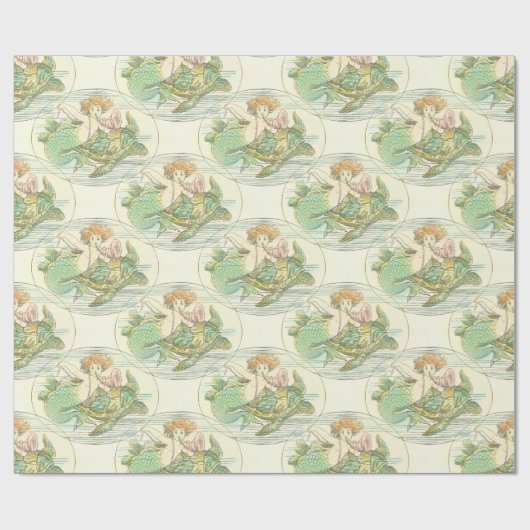  zeemeermin met Zee schildpad Cadeaupapier (Vlak)