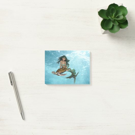 Zeemeermin met Zee schildpad Post-it® Notes (Kantoor)