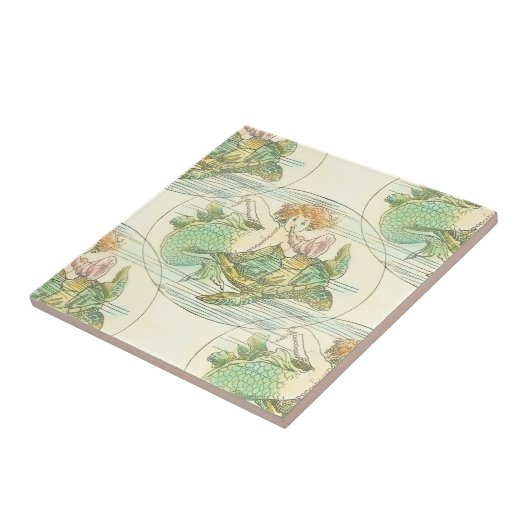  zeemeermin met Zee schildpad Tegeltje (Zijkant)