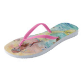 Zeemeermin met zee schildpadkunst door Renee Lavoi Teenslippers (Schuin)