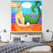 Zeemeermin met Zee Shell Abstract Digitaal Schilde Canvas Afdruk (Insitu (Slaapkamer))