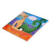 Zeemeermin met Zee Shell Abstract schilderen Tegeltje (Zijkant)