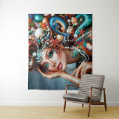 Zeemeermin met Zee Treasures Sieraden Wandkleed (In situ)