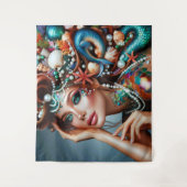 Zeemeermin met Zee Treasures Sieraden Wandkleed (Voorkant)