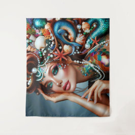 Zeemeermin met Zee Treasures Sieraden Wandkleed