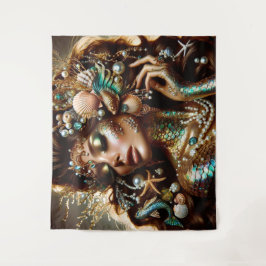 Zeemeermin met Zee Treasures Sieraden Wandkleed
