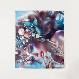 Zeemeermin met Zee Treasures Sieraden Wandkleed