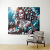 Zeemeermin met Zee Treasures Sieraden Wandkleed (In Situ (horizontaal))