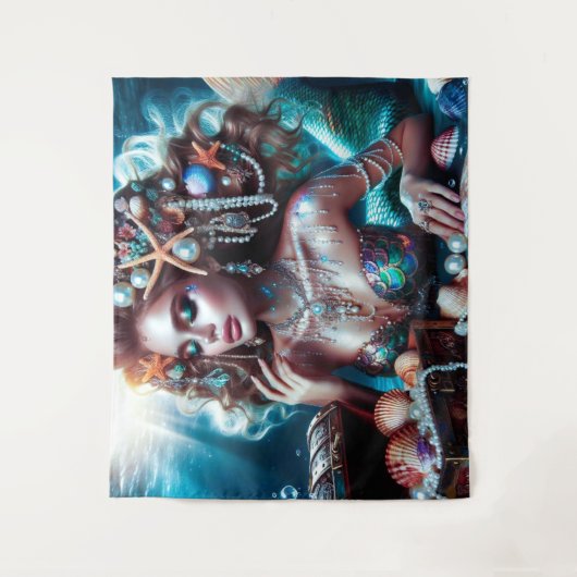 Zeemeermin met Zee Treasures Sieraden Wandkleed (Voorkant)