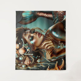 Zeemeermin met Zee Treasures Sieraden Wandkleed