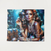 Zeemeermin met Zee Treasures Sieraden Wandkleed (Voorkant (horizontaal))