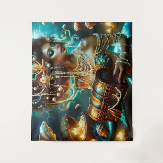 Zeemeermin met Zee Treasures Sieraden Wandkleed (Voorkant)