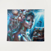 Zeemeermin met Zee Treasures Sieraden Wandkleed (Voorkant (horizontaal))