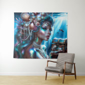 Zeemeermin met Zee Treasures Sieraden Wandkleed (In Situ (horizontaal))