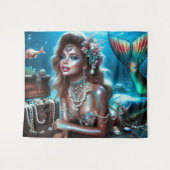 Zeemeermin met Zee Treasures Sieraden Wandkleed (Voorkant (horizontaal))