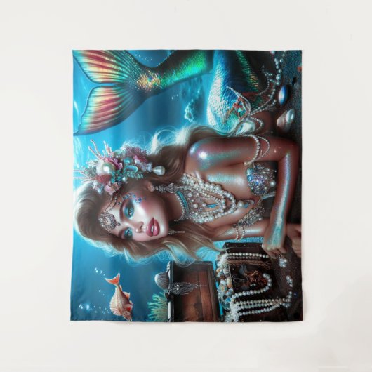 Zeemeermin met Zee Treasures Sieraden Wandkleed (Voorkant)