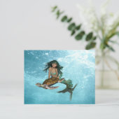 Zeemeermin met Zee Turtle Briefkaart (Staand voorkant)
