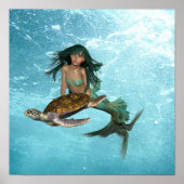 Zeemeermin met Zee Turtle Poster (Voorkant)