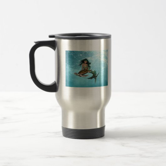 Zeemeermin met Zee Turtle Travel Mug Reisbeker (Links)