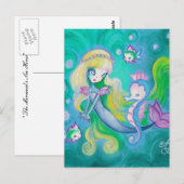 Zeemeermin met Zeeen paarden en vis Briefkaart (Voorkant / Achterkant)