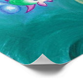 Zeemeermin met Zeeen paarden en vis Poster (Hoek)