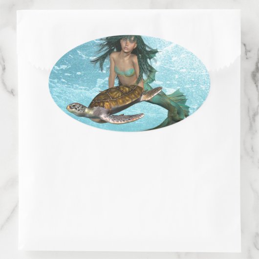 Zeemeermin met Zeeen Turtle Stickers (Tas)