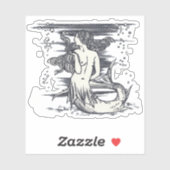 Zeemeermin met zeepaardje sticker (Vel)