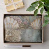  Zeemeermin met Zeeschelpen, Turquoise Goud Tissuepapier (Geschenk)