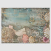  Zeemeermin met Zeeschelpen, Turquoise Goud Tissuepapier (Voorkant)