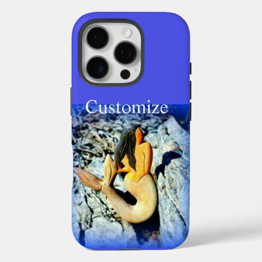 zeemeermin met zwart haar blauw Case-Mate iPhone case (Achterkant)