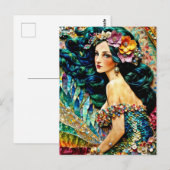 Zeemeermin mixed media Collage Briefkaart (Voorkant / Achterkant)