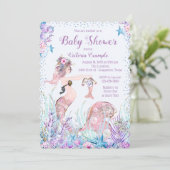 Zeemeermin Moeder Baby Shower Uitnodigingen (Staand voorkant)