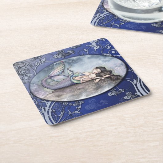 Zeemeermin Moeder en Baby Baby shower Onderzetters (Schuin)