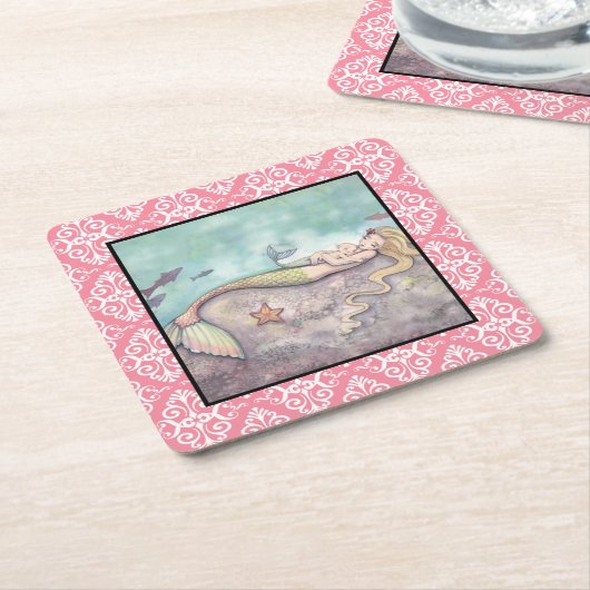 Zeemeermin Moeder en Baby Baby shower Onderzetters (Schuin)