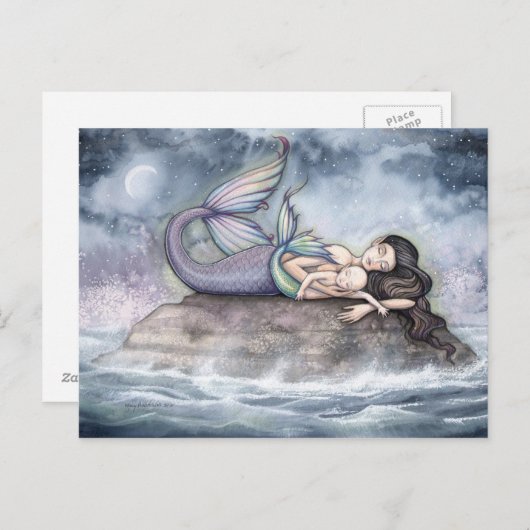 Zeemeermin Moeder en Baby Briefkaart (Voorkant / Achterkant)