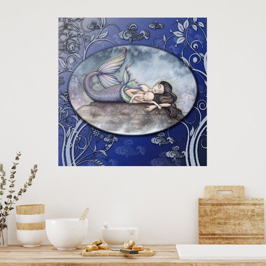 Zeemeermin moeder en Baby Poster (Keuken)