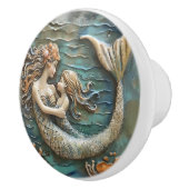 Zeemeermin Moeder en Dochter 3D Effect Keramische Knop (Rechts)