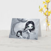 "Zeemeermin moeder en kind" Wenskaart Kaart (Gele Bloem)