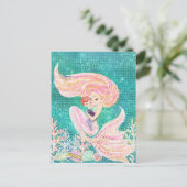 Zeemeermin moeder met Baby Glitter Zee Briefkaart (Staand voorkant)