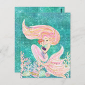 Zeemeermin moeder met Baby Glitter Zee Briefkaart (Voorkant / Achterkant)