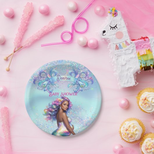 Zeemeermin Moeder Zwangerschap Baby shower Papieren Bordje (Feest)