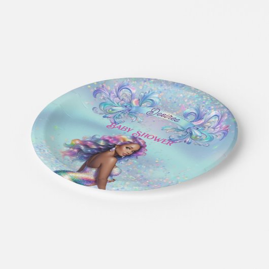 Zeemeermin Moeder Zwangerschap Baby shower Papieren Bordje (Gekanteld)