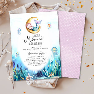 Zeemeermin Moon Ocean Zee Horse Girl Baby shower Kaart